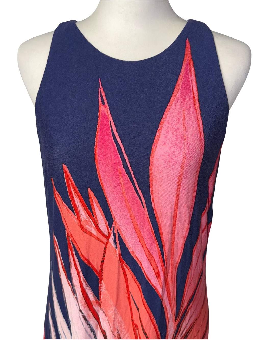 Tommy Bahama Jasmina Perfectly Palm Maxi Dress Navy Coral Pink Blue Sz Medium - Picture 2 of 9